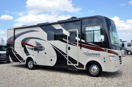 10-22-18 &lt;a href=&quot;http://www.mhsrv.com/coachmen-rv/&quot;&gt;&lt;img src=&quot;http://www.mhsrv.com/images/sold-coachmen.jpg&quot; width=&quot;383&quot; height=&quot;141&quot; border=&quot;0&quot;&gt;&lt;/a&gt;  MSRP $139,333. New 2019 Coachmen Mirada Model 29FW. This RV measures approximately 30 feet 7 inches in length and features a full-wall slide, king bed, hardwood cabinet doors and solid surface kitchen counter top. The 2019 Mirada has been upgraded with not only stunning exterior graphics &amp; full body paint but also updated interiors, new backsplashes, new interior solid surface countertop, solid surface dinette table and an upgraded 8,000 lb. hitch. Options include the beautiful partial paint exterior, power drop down bunk, (2)15,000 BTU A/Cs with heat pump, exterior entertainment center and Travel Easy Roadside Assistance. A few standard features that help to set the Mirada apart include reclining/swivel pilot seats, solar privacy shades throughout, power windshield shade, flush mounted 3 burner range with oven, tile backsplash, glass door shower, Onan generator, automatic transfer switch for easy set-up, pass-thru storage, 3 camera monitoring system, automatic leveling jacks and much more. For more complete details on this unit and our entire inventory including brochures, window sticker, videos, photos, reviews &amp; testimonials as well as additional information about Motor Home Specialist and our manufacturers please visit us at MHSRV.com or call 800-335-6054. At Motor Home Specialist, we DO NOT charge any prep or orientation fees like you will find at other dealerships. All sale prices include a 200-point inspection, interior &amp; exterior wash, detail service and a fully automated high-pressure rain booth test and coach wash that is a standout service unlike that of any other in the industry. You will also receive a thorough coach orientation with an MHSRV technician, an RV Starter&#39;s kit, a night stay in our delivery park featuring landscaped and covered pads with full hook-ups and much more! Read Thousands upon Thousands of 5-Star Reviews at MHSRV.com and See What They Had to Say About Their Experience at Motor Home Specialist. WHY PAY MORE?... WHY SETTLE FOR LESS?
