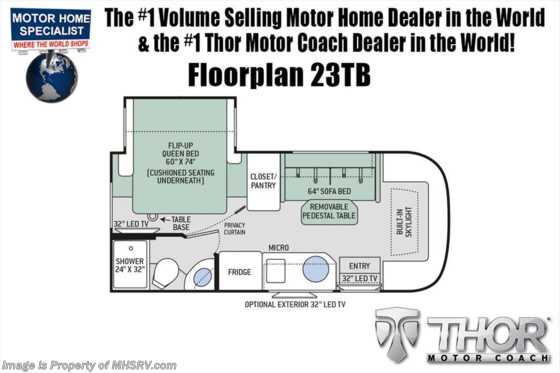 2018 Thor Motor Coach Compass 23TB Diesel RV for Sale at MHSRV.com W/Heat Pump Floorplan