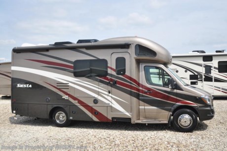 9-18-18 &lt;a href=&quot;http://www.mhsrv.com/thor-motor-coach/&quot;&gt;&lt;img src=&quot;http://www.mhsrv.com/images/sold-thor.jpg&quot; width=&quot;383&quot; height=&quot;141&quot; border=&quot;0&quot;&gt;&lt;/a&gt;  MSRP $148,758. New 2018 Thor Motor Coach Four Winds Siesta Sprinter Diesel model 24SS is approximately 25 feet 1 inch in length with 2 slide-out rooms, Mercedes Benz 3500 chassis and a Mercedes V-6 diesel engine. New features for 2018 include a leather steering wheel with audio buttons, armless awning with light bar, Firefly Integrations Multiplex wiring control system, lighted battery disconnect switch, induction cooktop, kitchen countertop extension, exterior lights to all storage compartments and many more. This amazing sprinter diesel also features the Summit Package option which includes a touch screen dash radio with Bluetooth, navigation, Sirius as well as Winegard Connect +4G, sound system with sub, Mobile Eye Lane Assist, side view cameras, upgraded cockpit window shades and a 100w solar panel. Additional optional equipment includes the beautiful full body paint, child safety tether, attic fan in bedroom, upgraded A/C with heat pump, 3.2KW diesel generator, second auxiliary battery and holding tanks with heat pads. The new Four Winds Siesta also features power windows &amp; locks, keyless entry, power vent, back up camera, 3-point seat belts, driver &amp; passenger airbags, heated remote side mirrors, fiberglass running boards, hitch, roof ladder, outside shower, electric step &amp; much more. For more complete details on this unit and our entire inventory including brochures, window sticker, videos, photos, reviews &amp; testimonials as well as additional information about Motor Home Specialist and our manufacturers please visit us at MHSRV.com or call 800-335-6054. At Motor Home Specialist, we DO NOT charge any prep or orientation fees like you will find at other dealerships. All sale prices include a 200-point inspection, interior &amp; exterior wash, detail service and a fully automated high-pressure rain booth test and coach wash that is a standout service unlike that of any other in the industry. You will also receive a thorough coach orientation with an MHSRV technician, an RV Starter&#39;s kit, a night stay in our delivery park featuring landscaped and covered pads with full hook-ups and much more! Read Thousands upon Thousands of 5-Star Reviews at MHSRV.com and See What They Had to Say About Their Experience at Motor Home Specialist. WHY PAY MORE?... WHY SETTLE FOR LESS?