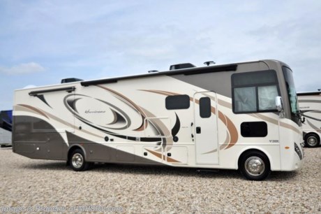 8-13-18 &lt;a href=&quot;http://www.mhsrv.com/thor-motor-coach/&quot;&gt;&lt;img src=&quot;http://www.mhsrv.com/images/sold-thor.jpg&quot; width=&quot;383&quot; height=&quot;141&quot; border=&quot;0&quot;&gt;&lt;/a&gt;   
MSRP $147,668. New 2018 Thor Motor Coach Hurricane 35M bath &amp; 1/2 is approximately 36 feet 9 inches in length with 2 slides, king size bed, exterior TV, Ford Triton V-10 engine and automatic leveling jacks. New features for 2018 include the beautiful partial paint HD-Max high gloss exterior, updated d&#233;cor, thicker solid surface counters, raised bathroom vanity, flush covered glass stove top, LED running &amp; marker lights, pre-wired for solar charging, power driver seat and more. The Thor Motor Coach Hurricane RV also features a tinted one piece windshield, heated and enclosed underbelly, black tank flush, LED ceiling lighting, bedroom TV, power overhead loft, frameless windows, power patio awning with LED lighting, night shades, kitchen backsplash, refrigerator, microwave and much more. For more complete details on this unit including brochures, window sticker, videos, photos, reviews &amp; testimonials as well as additional information about Motor Home Specialist and our manufacturers please visit us at MHSRV.com or call 800-335-6054. At Motor Home Specialist we DO NOT charge any prep or orientation fees like you will find at other dealerships. All sale prices include a 200 point inspection, interior &amp; exterior wash, detail service and the only dealer performed and fully automated high pressure rain booth test in the industry. You will also receive a thorough coach orientation with an MHSRV technician, an RV Starter&#39;s kit, a night stay in our delivery park featuring landscaped and covered pads with full hook-ups and much more! Read Thousands of Testimonials at MHSRV.com and See What They Had to Say About Their Experience at Motor Home Specialist. WHY PAY MORE?... WHY SETTLE FOR LESS?