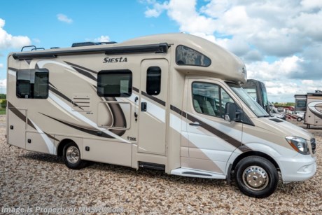 10-1-18 &lt;a href=&quot;http://www.mhsrv.com/thor-motor-coach/&quot;&gt;&lt;img src=&quot;http://www.mhsrv.com/images/sold-thor.jpg&quot; width=&quot;383&quot; height=&quot;141&quot; border=&quot;0&quot;&gt;&lt;/a&gt;   MSRP $127,224. New 2019 Thor Motor Coach Four Winds Siesta Sprinter Diesel model 24ST is approximately 26 feet length with a slide-out room, Mercedes Benz 3500 chassis and a Mercedes V-6 diesel engine. New features for 2019 include exterior TV with sound bar, bedroom charging station, dedicated CPAP outlet, quick drain for fresh water tank, 360 Siphon Vent Cap for tank odor prevention, solar panel charging control, new slide-out fascia, new cabinet door style and many more. Additional optional equipment includes the beautiful HD-Max exterior, theater seats, attic fan in bedroom, upgraded A/C with heat pump, second auxiliary battery and electric stabilizing. The new Four Winds Siesta also features a leather steering wheel with audio buttons, armless awning with light bar, Firefly Integrations Multiplex wiring control system, lighted battery disconnect switch, induction cooktop, kitchen countertop extension, exterior lights to all storage compartments, power windows &amp; locks, keyless entry, power vent, back up camera, 3-point seat belts, driver &amp; passenger airbags, heated remote side mirrors, fiberglass running boards, hitch, roof ladder, outside shower, electric step &amp; much more. For more complete details on this unit and our entire inventory including brochures, window sticker, videos, photos, reviews &amp; testimonials as well as additional information about Motor Home Specialist and our manufacturers please visit us at MHSRV.com or call 800-335-6054. At Motor Home Specialist, we DO NOT charge any prep or orientation fees like you will find at other dealerships. All sale prices include a 200-point inspection, interior &amp; exterior wash, detail service and a fully automated high-pressure rain booth test and coach wash that is a standout service unlike that of any other in the industry. You will also receive a thorough coach orientation with an MHSRV technician, an RV Starter&#39;s kit, a night stay in our delivery park featuring landscaped and covered pads with full hook-ups and much more! Read Thousands upon Thousands of 5-Star Reviews at MHSRV.com and See What They Had to Say About Their Experience at Motor Home Specialist. WHY PAY MORE?... WHY SETTLE FOR LESS?
