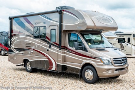 12-10-18 &lt;a href=&quot;http://www.mhsrv.com/thor-motor-coach/&quot;&gt;&lt;img src=&quot;http://www.mhsrv.com/images/sold-thor.jpg&quot; width=&quot;383&quot; height=&quot;141&quot; border=&quot;0&quot;&gt;&lt;/a&gt;   MSRP $131,420. New 2019 Thor Motor Coach Chateau Sprinter Diesel model 24BL. This RV measures approximately 24 feet 11 inches in length riding on a Mercedes Benz Sprinter chassis with a V6 Turbo Diesel engine, electric stabilizing and tankless water heater. New features for 2019 include new recessed 3-burner gas cooktop with glass cover, large single bowl stainless steel sink, kitchen decorative side splash, larger rear bedroom window, bedroom USB power charging center, power bath vent with wall switch, back-up monitor with new integrated rear wall camera, 360 Siphon RV holding tank vent cap and many more. Optional equipment includes the beautiful full body paint exterior, a bedroom TV, exterior entertainment center with soundbar, leatherette booth dinette, child safety tether, attic fan in bedroom, cabover child safety net, second auxiliary battery, 3.2KW Onan diesel generator, holding tanks with heat pads and a cockpit carpet mat. The new Chateau Sprinter also features a kitchen ceiling vent, convection microwave, leather steering wheel with audio buttons, solar wiring prep, exterior lights on all storage compartments, power windows &amp; locks, keyless entry, back up camera, hitch, back-up monitor, outside shower, slide-out awning, electric step &amp; much more. For more complete details on this unit and our entire inventory including brochures, window sticker, videos, photos, reviews &amp; testimonials as well as additional information about Motor Home Specialist and our manufacturers please visit us at MHSRV.com or call 800-335-6054. At Motor Home Specialist, we DO NOT charge any prep or orientation fees like you will find at other dealerships. All sale prices include a 200-point inspection, interior &amp; exterior wash, detail service and a fully automated high-pressure rain booth test and coach wash that is a standout service unlike that of any other in the industry. You will also receive a thorough coach orientation with an MHSRV technician, an RV Starter&#39;s kit, a night stay in our delivery park featuring landscaped and covered pads with full hook-ups and much more! Read Thousands upon Thousands of 5-Star Reviews at MHSRV.com and See What They Had to Say About Their Experience at Motor Home Specialist. WHY PAY MORE?... WHY SETTLE FOR LESS?