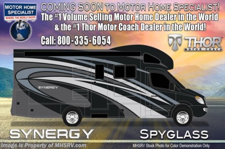 3-4-19 &lt;a href=&quot;http://www.mhsrv.com/thor-motor-coach/&quot;&gt;&lt;img src=&quot;http://www.mhsrv.com/images/sold-thor.jpg&quot; width=&quot;383&quot; height=&quot;141&quot; border=&quot;0&quot;&gt;&lt;/a&gt;    MSRP $156,701. New 2019 Thor Motor Coach Synergy Sprinter Diesel Model 24SS measures approximately 25 feet 7 inches in length &amp; features 2 slide-out rooms and a cab-over loft. New features for 2019 include a soundbar with the exterior TV, Sirius/XM antenna &amp; Tuner, bedroom charging station, quick drain line for fresh water tank, 360 siphon vent cap for tank odor prevention, solar panel charging control, new slide-out fascia, new cabinet door style, new cabinet door hardware and much more. This amazing RV also features the optional Summit Package which includes the full body paint package with gel coated sidewalls, invisible front paint protection, 8&quot; touchscreen dash radio with bluetooth &amp; navigation, JBL sound system with subwoofer, Mobileye Lane Assist, side view cameras, Winegard Connect WiFi extender, 100 watt solar charging system and a windshield privacy roller shade. Additional optional equipment includes the beautiful full body paint exterior, single child safety tether, 12V attic Fan in the bedroom, low profile A/C with heat pump, 3.2KW Onan diesel generator, heated holding tanks and a second auxiliary battery. The new Synergy Sprinter features a bedroom TV, leather steering wheel with audio buttons, armless awning with light bar, Firefly Integrations Multiplex wiring control system, lighted battery disconnect switch, induction cooktop, exterior TV, hitch, side-hinged slam compartment doors, exterior shower, back up monitor, deluxe heated remote exterior mirrors, swivel captain&#39;s chairs, keyless entry system, roller shades, full extension metal ball-bearing drawer guides, convection microwave, solid surface kitchen counter top &amp; much more. For more complete details on this unit and our entire inventory including brochures, window sticker, videos, photos, reviews &amp; testimonials as well as additional information about Motor Home Specialist and our manufacturers please visit us at MHSRV.com or call 800-335-6054. At Motor Home Specialist, we DO NOT charge any prep or orientation fees like you will find at other dealerships. All sale prices include a 200-point inspection, interior &amp; exterior wash, detail service and a fully automated high-pressure rain booth test and coach wash that is a standout service unlike that of any other in the industry. You will also receive a thorough coach orientation with an MHSRV technician, an RV Starter&#39;s kit, a night stay in our delivery park featuring landscaped and covered pads with full hook-ups and much more! Read Thousands upon Thousands of 5-Star Reviews at MHSRV.com and See What They Had to Say About Their Experience at Motor Home Specialist. WHY PAY MORE?... WHY SETTLE FOR LESS?