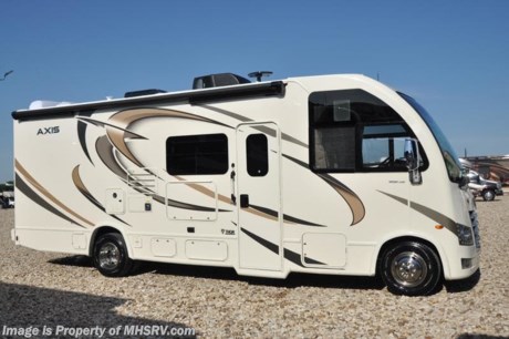 12-10-18 &lt;a href=&quot;http://www.mhsrv.com/thor-motor-coach/&quot;&gt;&lt;img src=&quot;http://www.mhsrv.com/images/sold-thor.jpg&quot; width=&quot;383&quot; height=&quot;141&quot; border=&quot;0&quot;&gt;&lt;/a&gt;  MSRP $121,133. Thor Motor Coach has done it again with the world&#39;s first RUV! (Recreational Utility Vehicle) Check out the New 2019 Thor Motor Coach Axis RUV Model 25.6 with slide-out room. The Axis combines Style, Function, Affordability &amp; Innovation like no other RV available in the industry today! It is powered by a Ford Triton V-10 engine and is approximately 26 feet 6 inches in length. Taking superior drivability even one step further, the Axis will also feature something normally only found in a high-end luxury diesel pusher motor coach... an Independent Front Suspension system! With a style all its own the Axis will provide superior handling and fuel economy and appeal to couples &amp; family RVers as well. You will also find a full size power drop down loft above the cockpit, electric stabilizing system, spacious living room and even pass-through exterior storage. Optional equipment includes the HD-Max colored sidewalls and holding tanks with heat pads. New features for 2019 include Multi-plex lighting &amp; system control, gas &amp; induction burner on the cooktop exterior TV on swivel bracket with soundbar, backup monitor with new integrated rear wall camera, 360 Siphon holding tank vent cap, black tank flush and many more. You will also be pleased to find a host of feature appointments that include tinted and frameless windows, euro-style cabinet doors with soft close hidden hinges, attic fan with vent cover, 15K BTU A/C, below counter convection microwave, stainless steel galley sink, LED accent lighting throughout, roller shades, armless awning, LED running lights, living room TV, LED ceiling lights, Onan generator, water heater, power and heated mirrors with integrated side-view cameras, back-up camera, 8,000 lb. trailer hitch, spacious cockpit design with unparalleled visibility as well as a fold out map/laptop table and an additional cab table that can easily be stored when traveling.  For more complete details on this unit and our entire inventory including brochures, window sticker, videos, photos, reviews &amp; testimonials as well as additional information about Motor Home Specialist and our manufacturers please visit us at MHSRV.com or call 800-335-6054. At Motor Home Specialist, we DO NOT charge any prep or orientation fees like you will find at other dealerships. All sale prices include a 200-point inspection, interior &amp; exterior wash, detail service and a fully automated high-pressure rain booth test and coach wash that is a standout service unlike that of any other in the industry. You will also receive a thorough coach orientation with an MHSRV technician, an RV Starter&#39;s kit, a night stay in our delivery park featuring landscaped and covered pads with full hook-ups and much more! Read Thousands upon Thousands of 5-Star Reviews at MHSRV.com and See What They Had to Say About Their Experience at Motor Home Specialist. WHY PAY MORE?... WHY SETTLE FOR LESS?