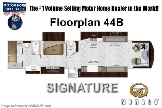 2019 Monaco RV Signature 44B Bath &amp; 1/2 Bunk Model RV W/Tech Pkg, Lithium Floorplan