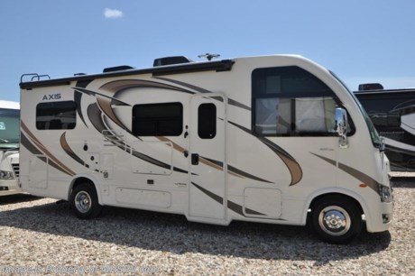 12-10-18 &lt;a href=&quot;http://www.mhsrv.com/thor-motor-coach/&quot;&gt;&lt;img src=&quot;http://www.mhsrv.com/images/sold-thor.jpg&quot; width=&quot;383&quot; height=&quot;141&quot; border=&quot;0&quot;&gt;&lt;/a&gt;    
MSRP $118,808. Thor Motor Coach has done it again with the world&#39;s first RUV! (Recreational Utility Vehicle) Check out the New 2019 Thor Motor Coach Axis RUV Model 24.1 with slide-out room. The Axis combines Style, Function, Affordability &amp; Innovation like no other RV available in the industry today! It is powered by a Ford Triton V-10 engine and is approximately 25 feet 6 inches in length. Taking superior drivability even one step further, the Axis will also feature something normally only found in a high-end luxury diesel pusher motor coach... an Independent Front Suspension system! With a style all its own the Axis will provide superior handling and fuel economy and appeal to couples &amp; family RVers as well. You will also find a full size power drop down loft above the cockpit spacious living room and even pass-through exterior storage. Optional equipment includes the HD-Max colored sidewalls, electric stabilizing system and holding tanks with heat pads. New features for 2019 include Multi-plex lighting &amp; system control, gas &amp; induction burner on the cooktop exterior TV on swivel bracket with soundbar, backup monitor with new integrated rear wall camera, 360 Siphon holding tank vent cap, black tank flush and many more. You will also be pleased to find a host of feature appointments that include tinted and frameless windows, euro-style cabinet doors with soft close hidden hinges, attic fan with vent cover, 15K BTU A/C, below counter convection microwave, stainless steel galley sink, LED accent lighting throughout, roller shades, armless awning, LED running lights, living room TV, LED ceiling lights, Onan generator, water heater, power and heated mirrors with integrated side-view cameras, back-up camera, 8,000 lb. trailer hitch, spacious cockpit design with unparalleled visibility as well as a fold out map/laptop table and an additional cab table that can easily be stored when traveling.  For more complete details on this unit and our entire inventory including brochures, window sticker, videos, photos, reviews &amp; testimonials as well as additional information about Motor Home Specialist and our manufacturers please visit us at MHSRV.com or call 800-335-6054. At Motor Home Specialist, we DO NOT charge any prep or orientation fees like you will find at other dealerships. All sale prices include a 200-point inspection, interior &amp; exterior wash, detail service and a fully automated high-pressure rain booth test and coach wash that is a standout service unlike that of any other in the industry. You will also receive a thorough coach orientation with an MHSRV technician, an RV Starter&#39;s kit, a night stay in our delivery park featuring landscaped and covered pads with full hook-ups and much more! Read Thousands upon Thousands of 5-Star Reviews at MHSRV.com and See What They Had to Say About Their Experience at Motor Home Specialist. WHY PAY MORE?... WHY SETTLE FOR LESS?