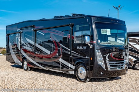 7/13/19 &lt;a href=&quot;http://www.mhsrv.com/thor-motor-coach/&quot;&gt;&lt;img src=&quot;http://www.mhsrv.com/images/sold-thor.jpg&quot; width=&quot;383&quot; height=&quot;141&quot; border=&quot;0&quot;&gt;&lt;/a&gt;    MSRP $214,276.  New 2019 Thor Motor Coach Outlaw Toy Hauler model 37RB is approximately 38 feet 9 inches in length with 2 slide-out rooms, Ford 26-Series chassis with Triton V-10 engine, frameless windows, high polished aluminum wheels, residential refrigerator, electric rear patio awning, 3 seasons patio doors in the garage, roller shades on the driver &amp; passenger windows, as well as drop down ramp door with spring assist &amp; railing for patio use. New features for 2019 include new exterior graphics, updated d&#233;cor stylings, a power driver chair, wi-fi extender, solar charge controller, front cap with chrome light bezels &amp; accent lighting, clear front mask paint protection, 360 Siphon Vent cap, upgraded exterior entertainment center with a sound bar and a tankless water heater system. Options include the beautiful full body exterior, 2 opposing leatherette sofas in the garage and frameless dual pane windows. The Outlaw toy hauler RV has an incredible list of standard features including beautiful wood &amp; interior decor packages, LED TVs, (3) A/C units, power patio awing with integrated LED lighting, dual side entrance doors, 1-piece windshield, a 5500 Onan generator, 3 camera monitoring system, automatic leveling system, Soft Touch leather furniture, day/night shades and much more. For more complete details on this unit and our entire inventory including brochures, window sticker, videos, photos, reviews &amp; testimonials as well as additional information about Motor Home Specialist and our manufacturers please visit us at MHSRV.com or call 800-335-6054. At Motor Home Specialist, we DO NOT charge any prep or orientation fees like you will find at other dealerships. All sale prices include a 200-point inspection, interior &amp; exterior wash, detail service and a fully automated high-pressure rain booth test and coach wash that is a standout service unlike that of any other in the industry. You will also receive a thorough coach orientation with an MHSRV technician, an RV Starter&#39;s kit, a night stay in our delivery park featuring landscaped and covered pads with full hook-ups and much more! Read Thousands upon Thousands of 5-Star Reviews at MHSRV.com and See What They Had to Say About Their Experience at Motor Home Specialist. WHY PAY MORE?... WHY SETTLE FOR LESS?