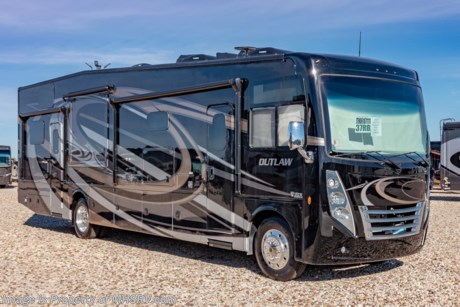7/13/19 &lt;a href=&quot;http://www.mhsrv.com/thor-motor-coach/&quot;&gt;&lt;img src=&quot;http://www.mhsrv.com/images/sold-thor.jpg&quot; width=&quot;383&quot; height=&quot;141&quot; border=&quot;0&quot;&gt;&lt;/a&gt;    MSRP $214,276.  New 2019 Thor Motor Coach Outlaw Toy Hauler model 37RB is approximately 38 feet 9 inches in length with 2 slide-out rooms, Ford 26-Series chassis with Triton V-10 engine, frameless windows, high polished aluminum wheels, residential refrigerator, electric rear patio awning, 3 seasons patio doors in the garage, roller shades on the driver &amp; passenger windows, as well as drop down ramp door with spring assist &amp; railing for patio use. New features for 2019 include new exterior graphics, updated d&#233;cor stylings, a power driver chair, wi-fi extender, solar charge controller, front cap with chrome light bezels &amp; accent lighting, clear front mask paint protection, 360 Siphon Vent cap, upgraded exterior entertainment center with a sound bar and a tankless water heater system. Options include the beautiful full body exterior, 2 opposing leatherette sofas in the garage and frameless dual pane windows. The Outlaw toy hauler RV has an incredible list of standard features including beautiful wood &amp; interior decor packages, LED TVs, (3) A/C units, power patio awing with integrated LED lighting, dual side entrance doors, 1-piece windshield, a 5500 Onan generator, 3 camera monitoring system, automatic leveling system, Soft Touch leather furniture, day/night shades and much more. For more complete details on this unit and our entire inventory including brochures, window sticker, videos, photos, reviews &amp; testimonials as well as additional information about Motor Home Specialist and our manufacturers please visit us at MHSRV.com or call 800-335-6054. At Motor Home Specialist, we DO NOT charge any prep or orientation fees like you will find at other dealerships. All sale prices include a 200-point inspection, interior &amp; exterior wash, detail service and a fully automated high-pressure rain booth test and coach wash that is a standout service unlike that of any other in the industry. You will also receive a thorough coach orientation with an MHSRV technician, an RV Starter&#39;s kit, a night stay in our delivery park featuring landscaped and covered pads with full hook-ups and much more! Read Thousands upon Thousands of 5-Star Reviews at MHSRV.com and See What They Had to Say About Their Experience at Motor Home Specialist. WHY PAY MORE?... WHY SETTLE FOR LESS?