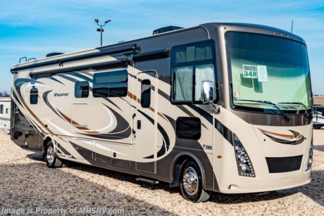 6-3-19 &lt;a href=&quot;http://www.mhsrv.com/thor-motor-coach/&quot;&gt;&lt;img src=&quot;http://www.mhsrv.com/images/sold-thor.jpg&quot; width=&quot;383&quot; height=&quot;141&quot; border=&quot;0&quot;&gt;&lt;/a&gt;   MSRP $159,016. New 2019 Thor Motor Coach Windsport 34R is approximately 36 feet in length with two slides, king bed, exterior TV, Ford Triton V-10 engine and automatic leveling jacks. Some of the many new features coming to the 2019 Windsport include not only exterior &amp; interior styling updates but also the Firefly Multiplex wiring control system, 10” touchscreen radio &amp; monitor, Wi-Fi extender, stainless steel galley sink, a 360 Siphon Vent, soundbar in the exterior entertainment center and much more. Optional equipment includes the beautiful partial paint HD-Max high gloss exterior and single child safety tether. The Thor Motor Coach Windsport RV also features a tinted one piece windshield, heated and enclosed underbelly, black tank flush, LED ceiling lighting, bedroom TV, LED running and marker lights, power driver&#39;s seat, power overhead loft, raised bathroom vanity, frameless windows, power patio awning with LED lighting, night shades, flush covered glass stovetop, kitchen backsplash, refrigerator, microwave and much more. For more complete details on this unit and our entire inventory including brochures, window sticker, videos, photos, reviews &amp; testimonials as well as additional information about Motor Home Specialist and our manufacturers please visit us at MHSRV.com or call 800-335-6054. At Motor Home Specialist, we DO NOT charge any prep or orientation fees like you will find at other dealerships. All sale prices include a 200-point inspection, interior &amp; exterior wash, detail service and a fully automated high-pressure rain booth test and coach wash that is a standout service unlike that of any other in the industry. You will also receive a thorough coach orientation with an MHSRV technician, an RV Starter&#39;s kit, a night stay in our delivery park featuring landscaped and covered pads with full hook-ups and much more! Read Thousands upon Thousands of 5-Star Reviews at MHSRV.com and See What They Had to Say About Their Experience at Motor Home Specialist. WHY PAY MORE?... WHY SETTLE FOR LESS?