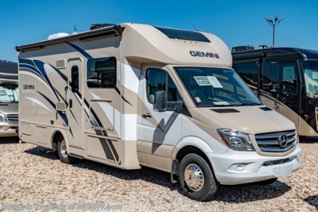 4-9-19 &lt;a href=&quot;http://www.mhsrv.com/thor-motor-coach/&quot;&gt;&lt;img src=&quot;http://www.mhsrv.com/images/sold-thor.jpg&quot; width=&quot;383&quot; height=&quot;141&quot; border=&quot;0&quot;&gt;&lt;/a&gt;   MSRP $125,813. All New 2019 Thor Gemini RUV Model 24X with two slides for sale at Motor Home Specialist; the #1 Volume Selling Motor Home Dealership in the World. The Thor Gemini is as versatile and beautiful as it is easy to drive. It is powered by a 3.0L Mercedes-Benz Diesel engine and built on the Mercedes-Benz Sprinter chassis measuring approximately 26 feet in length. New features for 2019 include not only new exterior &amp; interior d&#233;cor updates but also Multi-plex lighting &amp; systems control, sofa tables with recessed cup holders, bedroom USB power charging center, power bath vent, exterior TV on a swivel bracket with a Bluetooth sound bar, 360 Siphon RV holding tank vent cap, black tank flush and much more. Optional equipment includes the HD-Max colored sidewalls and graphics, attic fan and upgraded A/C with heat pump. You will also be pleased to find a host of standard appointments that include a tankless water heater, refrigerator with stainless steel door insert, dash CD player with navigation, one-piece front cap with built in skylight featuring an electric shade, dash applique, swivel passenger chair, euro-style cabinet doors with soft close hidden hinges, holding tanks with heat pads and so much more. For more complete details on this unit and our entire inventory including brochures, window sticker, videos, photos, reviews &amp; testimonials as well as additional information about Motor Home Specialist and our manufacturers please visit us at MHSRV.com or call 800-335-6054. At Motor Home Specialist, we DO NOT charge any prep or orientation fees like you will find at other dealerships. All sale prices include a 200-point inspection, interior &amp; exterior wash, detail service and a fully automated high-pressure rain booth test and coach wash that is a standout service unlike that of any other in the industry. You will also receive a thorough coach orientation with an MHSRV technician, an RV Starter&#39;s kit, a night stay in our delivery park featuring landscaped and covered pads with full hook-ups and much more! Read Thousands upon Thousands of 5-Star Reviews at MHSRV.com and See What They Had to Say About Their Experience at Motor Home Specialist. WHY PAY MORE?... WHY SETTLE FOR LESS?
