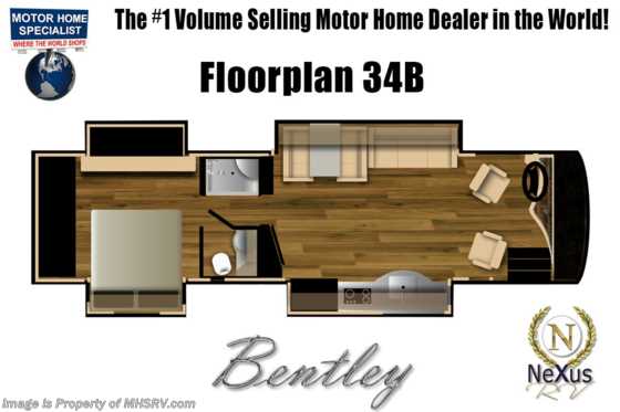 2019 Nexus Bentley 34B Diesel Pusher RV for Sale W/ Fiberglass Roof Floorplan