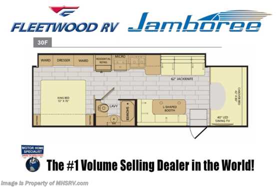 2019 Fleetwood Jamboree 30F Class C RV for Sale W/ King, GPS, Ext TV Floorplan
