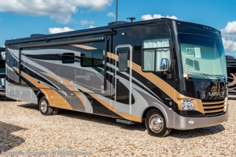11-12-18 &lt;a href=&quot;http://www.mhsrv.com/coachmen-rv/&quot;&gt;&lt;img src=&quot;http://www.mhsrv.com/images/sold-coachmen.jpg&quot; width=&quot;383&quot; height=&quot;141&quot; border=&quot;0&quot;&gt;&lt;/a&gt;  MSRP $162,698. New 2019 Coachmen Mirada Model 35OS. This RV measures approximately 36 feet 10 inches in length and features a large living area, theater seating, large wardrobe, hardwood cabinet doors and solid surface kitchen counter top. The 2019 Mirada has been upgraded with not only stunning exterior graphics &amp; full body paint but also updated interiors, new backsplashes, new interior solid surface countertop, solid surface dinette table and an upgraded 8,000 lb. hitch. Options include the beautiful full body paint exterior with Diamond Shield paint protection, power drop down bunk, stainless steel appliance package with oven &amp; microwave, dual pane windows, (2)15,000 BTU A/Cs with heat pump, exterior entertainment center and Travel Easy Roadside Assistance. A few standard features that help to set the Mirada apart include reclining/swivel pilot seats, solar privacy shades throughout, power windshield shade, flush mounted 3 burner range with oven, tile backsplash, glass door shower, Onan generator, automatic transfer switch for easy set-up, pass-thru storage, 3 camera monitoring system, automatic leveling jacks and much more. For more complete details on this unit and our entire inventory including brochures, window sticker, videos, photos, reviews &amp; testimonials as well as additional information about Motor Home Specialist and our manufacturers please visit us at MHSRV.com or call 800-335-6054. At Motor Home Specialist, we DO NOT charge any prep or orientation fees like you will find at other dealerships. All sale prices include a 200-point inspection, interior &amp; exterior wash, detail service and a fully automated high-pressure rain booth test and coach wash that is a standout service unlike that of any other in the industry. You will also receive a thorough coach orientation with an MHSRV technician, an RV Starter&#39;s kit, a night stay in our delivery park featuring landscaped and covered pads with full hook-ups and much more! Read Thousands upon Thousands of 5-Star Reviews at MHSRV.com and See What They Had to Say About Their Experience at Motor Home Specialist. WHY PAY MORE?... WHY SETTLE FOR LESS?
