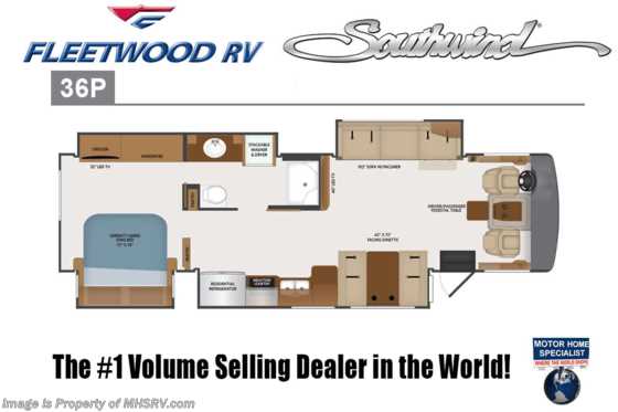 2019 Fleetwood Southwind 36P Luxury Class A RV for Sale W/Pwr Loft, 7KW Gen Floorplan