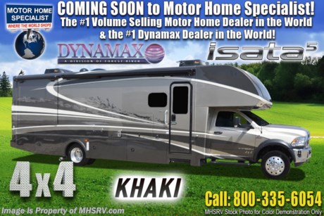 2-26-19 &lt;a href=&quot;http://www.mhsrv.com/other-rvs-for-sale/dynamax-rv/&quot;&gt;&lt;img src=&quot;http://www.mhsrv.com/images/sold-dynamax.jpg&quot; width=&quot;383&quot; height=&quot;141&quot; border=&quot;0&quot;&gt;&lt;/a&gt;  MSRP $200,995. The 2019 Dynamax Isata 5 Series model 36DSD Super C is approximately 36 feet 5 inches in length and is backed by Dynamax’s industry-leading Two-Year Coach Warranty. Features include 2 slides, ESC suspension &amp; stability, fiberglass roof, leatherette reclining captains chairs, remote key-less entry, front cab over loft area, roller shades, full extension drawer guides, LED TV in living area, residential refrigerator, convection microwave oven, solid surface kitchen counter, inverter, automatic generator start, exterior shower and tank-less on-demand water heater. Optional features includes the beautiful full body paint, 4 wheel drive upgrade, 8KW Onan diesel generator and solar panels. The Isata 5 Series is powered by the Ram&#174; 5500 SLT Chassis, 6.7L I6 Cummins&#174; Turbo Diesel 325HP engine, 6-Speed automatic transmission and features a 10,000 lb. hitch. For 2 year limited warranty details contact Dynamax or a MHSRV representative. For more complete details on this unit and our entire inventory including brochures, window sticker, videos, photos, reviews &amp; testimonials as well as additional information about Motor Home Specialist and our manufacturers please visit us at MHSRV.com or call 800-335-6054. At Motor Home Specialist, we DO NOT charge any prep or orientation fees like you will find at other dealerships. All sale prices include a 200-point inspection, interior &amp; exterior wash, detail service and a fully automated high-pressure rain booth test and coach wash that is a standout service unlike that of any other in the industry. You will also receive a thorough coach orientation with an MHSRV technician, an RV Starter&#39;s kit, a night stay in our delivery park featuring landscaped and covered pads with full hook-ups and much more! Read Thousands upon Thousands of 5-Star Reviews at MHSRV.com and See What They Had to Say About Their Experience at Motor Home Specialist. WHY PAY MORE?... WHY SETTLE FOR LESS?