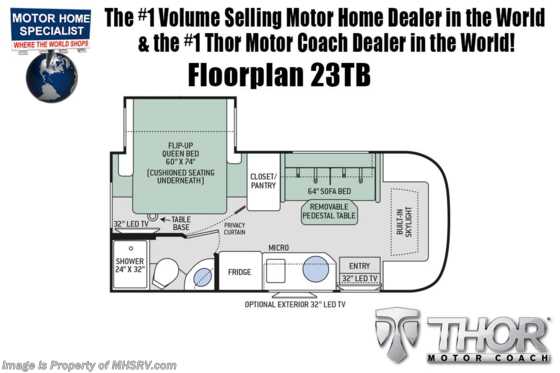 2019 Thor Motor Coach Compass 23TB RUV for Sale W/15K A/C &amp; Heat Pump Floorplan