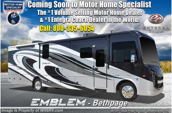 2019 Entegra Coach Emblem 36U Bath &amp; 1/2 Luxury RV W/King, OH Loft, Oven