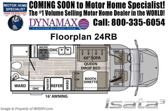 2019 Dynamax Corp Isata 3 Series 24RB Sprinter Diesel W/Dsl Gen, Sat, Solar Floorplan