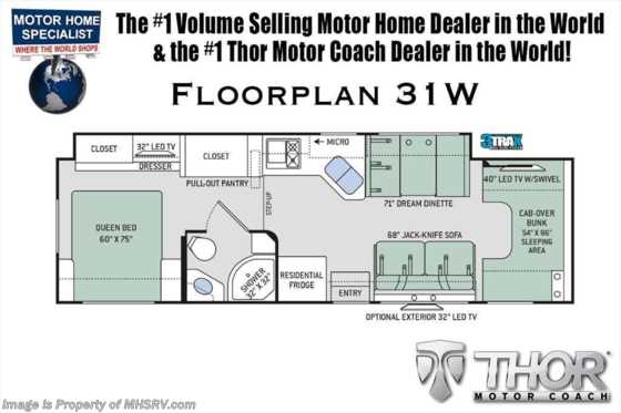 2019 Thor Motor Coach Four Winds 31W RV for Sale W/ 2 A/Cs &amp; Jacks Floorplan