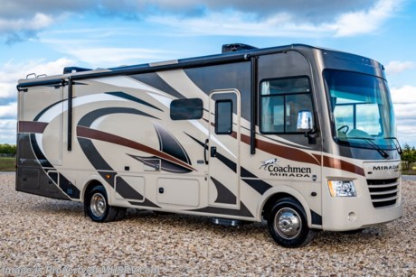 1-2-19 &lt;a href=&quot;http://www.mhsrv.com/coachmen-rv/&quot;&gt;&lt;img src=&quot;http://www.mhsrv.com/images/sold-coachmen.jpg&quot; width=&quot;383&quot; height=&quot;141&quot; border=&quot;0&quot;&gt;&lt;/a&gt;  Used Coachmen RV for Sale- 2018 Coachmen Mirada 31FW with 2 slides and 5,615 miles. This RV is approximately 31 feet in length and features a Ford V10 engine, Ford chassis, automatic hydraulic leveling system, 3 camera monitoring system, 2 ducted A/Cs, Onan gas generator with AGS, power visor, electric &amp; gas water heater, power patio awning, side swing baggage doors, black tank rinsing system, water filtration system, exterior shower, fiberglass roof with ladder, booth converts to sleeper, dual pane windows, black-out shades, solid surface kitchen counter with sink covers, convection microwave, 3 burner range with oven, residential refrigerator, glass door shower, power drop-down loft, 2 flat panel TVs and much more. For additional information and photos please visit Motor Home Specialist at www.MHSRV.com or call 800-335-6054.