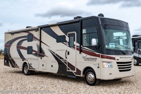 1-19-19 &lt;a href=&quot;http://www.mhsrv.com/coachmen-rv/&quot;&gt;&lt;img src=&quot;http://www.mhsrv.com/images/sold-coachmen.jpg&quot; width=&quot;383&quot; height=&quot;141&quot; border=&quot;0&quot;&gt;&lt;/a&gt;  Used Coachmen RV for Sale- 2018 Coachmen Mirada 35BH Bath &amp; &#189; Bunk Model with 2 slides and 11,407 miles. This RV is approximately 36 feet 4 inches in length and features a Ford V10 engine, Ford chassis, automatic hydraulic leveling system, 3 camera monitoring system, 2 ducted A/Cs with heat pumps, 5.5KW Onan gas generator with AGS, power visor, electric &amp; gas water heater, power patio awning, side swing baggage doors, black tank rinsing system, water filtration system, exterior shower, exterior entertainment center, inverter, booth converts to sleeper, power roof vent, day/night shades, solid surface kitchen counter top with sink covers, microwave, 3 burner range with oven, residential refrigerator, glass door shower, memory foam mattress, 2 bunk monitors, power drop-down loft, 3 flat panel TVs and much more. For additional information and photos please visit Motor Home Specialist at www.MHSRV.com or call 800-335-6054.