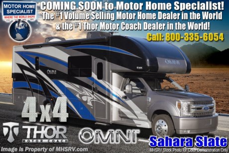 11/14/19 &lt;a href=&quot;http://www.mhsrv.com/thor-motor-coach/&quot;&gt;&lt;img src=&quot;http://www.mhsrv.com/images/sold-thor.jpg&quot; width=&quot;383&quot; height=&quot;141&quot; border=&quot;0&quot;&gt;&lt;/a&gt;   MSRP $219,788. New 2020 Thor Motor Coach Omni SV34 Super C is approximately 35 feet 6 inches in length with a full wall slide, 330hp Powerstroke 6.7L diesel engine with 750 lb.-ft. torque, F-550XLT chassis, 10K lb. hitch, Mobile Eye driver assistance will collision and lane-departure warning, SYNC 3 Enhanced Voice Recognition Communications and Entertainment System, 8&quot; Color LCD touchscreen with swiping capability, 911 assist, AppLink and smart-charging USB ports and navigation. This beautiful RV features the optional 4x4 chassis and single child safety tether. The Omni Super C also features a 3 camera monitoring system, aluminum wheels, automatic leveling jacks, power patio awning with LED lighting, frameless windows, keyless entry, residential refrigerator, large OTR convection microwave, solid surface kitchen counter top, ball bearing drawer guides, King size bed, large TV in living area, exterior entertainment center with sound bar, Wi-Fi Ranger/Extender, 6KW Onan diesel generator with automatic generator start, multiplex wiring control system, tankless water heater, 1800-watt inverter and much more. For more complete details on this unit and our entire inventory including brochures, window sticker, videos, photos, reviews &amp; testimonials as well as additional information about Motor Home Specialist and our manufacturers please visit us at MHSRV.com or call 800-335-6054. At Motor Home Specialist, we DO NOT charge any prep or orientation fees like you will find at other dealerships. All sale prices include a 200-point inspection, interior &amp; exterior wash, detail service and a fully automated high-pressure rain booth test and coach wash that is a standout service unlike that of any other in the industry. You will also receive a thorough coach orientation with an MHSRV technician, an RV Starter&#39;s kit, a night stay in our delivery park featuring landscaped and covered pads with full hook-ups and much more! Read Thousands upon Thousands of 5-Star Reviews at MHSRV.com and See What They Had to Say About Their Experience at Motor Home Specialist. WHY PAY MORE?... WHY SETTLE FOR LESS?