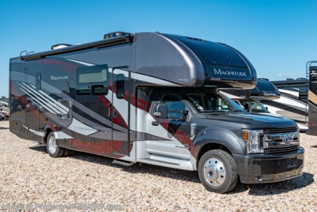 6-3-19 &lt;a href=&quot;http://www.mhsrv.com/thor-motor-coach/&quot;&gt;&lt;img src=&quot;http://www.mhsrv.com/images/sold-thor.jpg&quot; width=&quot;383&quot; height=&quot;141&quot; border=&quot;0&quot;&gt;&lt;/a&gt;    MSRP $219,788. New 2020 Thor Motor Coach Magnitude SV34 Super C is approximately 35 feet 6 inches in length with a full wall slide, 330hp Powerstroke 6.7L diesel engine with 750 lb.-ft. torque, F-550XLT chassis, 10K lb. hitch, Mobile Eye driver assistance will collision and lane-departure warning, SYNC 3 Enhanced Voice Recognition Communications and Entertainment System, 8&quot; Color LCD touchscreen with swiping capability, 911 assist, AppLink and smart-charging USB ports and navigation. This beautiful RV also features the optional 4x4 chassis and the single child safety tether. The Magnitude Super C also features a 3 camera monitoring system, aluminum wheels, automatic leveling jacks, power patio awning with LED lighting, frameless windows, keyless entry, residential refrigerator, large OTR convection microwave, solid surface kitchen counter top, ball bearing drawer guides, King size bed, large TV in living area, exterior entertainment center with sound bar, Wi-Fi Ranger/Extender, 6KW Onan diesel generator with automatic generator start, multiplex wiring control system, tankless water heater, 1800-watt inverter and much more. For more complete details on this unit and our entire inventory including brochures, window sticker, videos, photos, reviews &amp; testimonials as well as additional information about Motor Home Specialist and our manufacturers please visit us at MHSRV.com or call 800-335-6054. At Motor Home Specialist, we DO NOT charge any prep or orientation fees like you will find at other dealerships. All sale prices include a 200-point inspection, interior &amp; exterior wash, detail service and a fully automated high-pressure rain booth test and coach wash that is a standout service unlike that of any other in the industry. You will also receive a thorough coach orientation with an MHSRV technician, an RV Starter&#39;s kit, a night stay in our delivery park featuring landscaped and covered pads with full hook-ups and much more! Read Thousands upon Thousands of 5-Star Reviews at MHSRV.com and See What They Had to Say About Their Experience at Motor Home Specialist. WHY PAY MORE?... WHY SETTLE FOR LESS?