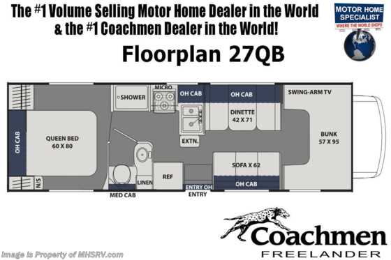 2020 Coachmen Freelander  27QBC RV for Sale W/ 15K A/C, WiFi &amp; Ext TV Floorplan