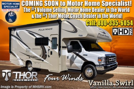 7/13/19 &lt;a href=&quot;http://www.mhsrv.com/thor-motor-coach/&quot;&gt;&lt;img src=&quot;http://www.mhsrv.com/images/sold-thor.jpg&quot; width=&quot;383&quot; height=&quot;141&quot; border=&quot;0&quot;&gt;&lt;/a&gt;   MSRP $94,493. The new 2020 Thor Motor Coach Four Winds Class C RV 22E is approximately 24 feet in length with a Ford chassis, V10 Ford engine &amp; an 8,000-lb. trailer hitch. New features for the 2020 Four Winds include a Winegard ConnecT 2.0 WiFi/4G/TV antenna, HDMI video distribution box, new wall and accent paneling, dinette seat belts, stainless steel wheel liners and much more.  This beautiful RV features the optional HD-Max exterior, exterior entertainment center, convection microwave, 3 burner range with glass cover, single child safety tether, attic fan, cabover safety net, upgraded A/C, exterior shower, holding tanks with heat pads, second auxiliary battery, keyless cab entry, valve stem extenders, electric stabilizing system, heated remote exterior mirrors with side cameras, leatherette driver and passenger chairs, cockpit carpet mat and dash applique. The Four Winds RV has an incredible list of standard features including power windows and locks, power patio awning with integrated LED lighting, roof ladder, in-dash media center AM/FM &amp; Bluetooth, power vent in bath, skylight above shower, Onan generator, cab A/C and an auxiliary battery (2 aux. batteries on 31 W model). For more complete details on this unit and our entire inventory including brochures, window sticker, videos, photos, reviews &amp; testimonials as well as additional information about Motor Home Specialist and our manufacturers please visit us at MHSRV.com or call 800-335-6054. At Motor Home Specialist, we DO NOT charge any prep or orientation fees like you will find at other dealerships. All sale prices include a 200-point inspection, interior &amp; exterior wash, detail service and a fully automated high-pressure rain booth test and coach wash that is a standout service unlike that of any other in the industry. You will also receive a thorough coach orientation with an MHSRV technician, an RV Starter&#39;s kit, a night stay in our delivery park featuring landscaped and covered pads with full hook-ups and much more! Read Thousands upon Thousands of 5-Star Reviews at MHSRV.com and See What They Had to Say About Their Experience at Motor Home Specialist. WHY PAY MORE?... WHY SETTLE FOR LESS?
