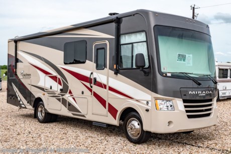 6-3-19 &lt;a href=&quot;http://www.mhsrv.com/coachmen-rv/&quot;&gt;&lt;img src=&quot;http://www.mhsrv.com/images/sold-coachmen.jpg&quot; width=&quot;383&quot; height=&quot;141&quot; border=&quot;0&quot;&gt;&lt;/a&gt;  MSRP $146,632. New 2020 Coachmen Mirada Model 29FW. This RV measures approximately 30 feet 7 inches in length and features a full-wall slide, king bed, hardwood cabinet doors and solid surface kitchen counter top. This coach includes the convenience package option featuring WiFi ranger, solar prep, stainless steel appliances, exterior speakers, speakers in bedroom and a bedroom radio. Additional options include the beautiful partial paint exterior, power drop down bunk, driver power seat, (2) 15,000 BTU A/Cs with heat pumps, exterior entertainment center and Travel Easy Roadside Assistance. A few standard features that help to set the Mirada apart include solar privacy shades throughout, power windshield shade, flush mounted 3 burner range with oven, tile backsplash, glass door shower, Onan generator, automatic transfer switch for easy set-up, pass-thru storage, 3 camera monitoring system, automatic leveling jacks and much more. For more complete details on this unit and our entire inventory including brochures, window sticker, videos, photos, reviews &amp; testimonials as well as additional information about Motor Home Specialist and our manufacturers please visit us at MHSRV.com or call 800-335-6054. At Motor Home Specialist, we DO NOT charge any prep or orientation fees like you will find at other dealerships. All sale prices include a 200-point inspection, interior &amp; exterior wash, detail service and a fully automated high-pressure rain booth test and coach wash that is a standout service unlike that of any other in the industry. You will also receive a thorough coach orientation with an MHSRV technician, an RV Starter&#39;s kit, a night stay in our delivery park featuring landscaped and covered pads with full hook-ups and much more! Read Thousands upon Thousands of 5-Star Reviews at MHSRV.com and See What They Had to Say About Their Experience at Motor Home Specialist. WHY PAY MORE?... WHY SETTLE FOR LESS?