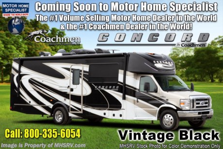 8/1/19 &lt;a href=&quot;http://www.mhsrv.com/coachmen-rv/&quot;&gt;&lt;img src=&quot;http://www.mhsrv.com/images/sold-coachmen.jpg&quot; width=&quot;383&quot; height=&quot;141&quot; border=&quot;0&quot;&gt;&lt;/a&gt;   MSRP $146,479. New 2020 Coachmen Concord 300DS with 2 slide-out rooms is approximately 32 feet 9 inches in length and features a 4KW generator, front entertainment center with TV/DVD player as well as sound bar, air assist rear suspension, Ford E-450 chassis and a Triton V-10 engine. This amazing RV not only features the Concord Premier Package and Concord Luxury Package but also includes additional options such as the beautiful full body paint exterior, driver &amp; passenger swivel seat, cockpit folding table, removable coach carpet, electric fireplace, aluminum rims, hydraulic leveling jacks, bedroom TV, satellite, Wi-Fi Ranger and an exterior windshield cover. For more complete details on this unit and our entire inventory including brochures, window sticker, videos, photos, reviews &amp; testimonials as well as additional information about Motor Home Specialist and our manufacturers please visit us at MHSRV.com or call 800-335-6054. At Motor Home Specialist, we DO NOT charge any prep or orientation fees like you will find at other dealerships. All sale prices include a 200-point inspection, interior &amp; exterior wash, detail service and a fully automated high-pressure rain booth test and coach wash that is a standout service unlike that of any other in the industry. You will also receive a thorough coach orientation with an MHSRV technician, an RV Starter&#39;s kit, a night stay in our delivery park featuring landscaped and covered pads with full hook-ups and much more! Read Thousands upon Thousands of 5-Star Reviews at MHSRV.com and See What They Had to Say About Their Experience at Motor Home Specialist. WHY PAY MORE?... WHY SETTLE FOR LESS?