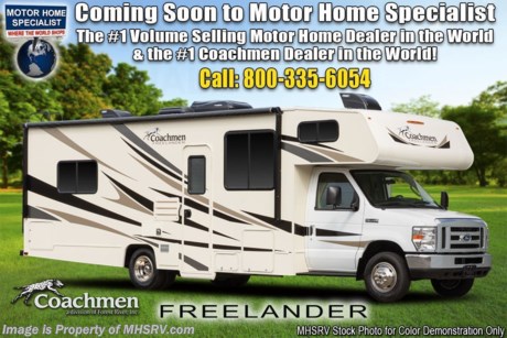 7/13/19 &lt;a href=&quot;http://www.mhsrv.com/coachmen-rv/&quot;&gt;&lt;img src=&quot;http://www.mhsrv.com/images/sold-coachmen.jpg&quot; width=&quot;383&quot; height=&quot;141&quot; border=&quot;0&quot;&gt;&lt;/a&gt;   MSRP $89,271. New 2020 Coachmen Freelander Model 21QB. This Class C RV measures approximately 24 feet in length with a cabover loft, Ford E-350 chassis. Not only does this amazing coach include the Freelander Value Leader packge but it also includes these additional options: upgraded mattress, passenger swivel seat, cab over and bedroom power vent fan, child safety net, cockpit folding table, exterior windshield cover, spare tire, Equalizer stabilizer jacks, heated holding tank pads, sideview cameras, coach TV and DVD player, touchscreen radio and back up monitor, exterior entertainment center and a WiFi ranger. For more complete details on this unit and our entire inventory including brochures, window sticker, videos, photos, reviews &amp; testimonials as well as additional information about Motor Home Specialist and our manufacturers please visit us at MHSRV.com or call 800-335-6054. At Motor Home Specialist, we DO NOT charge any prep or orientation fees like you will find at other dealerships. All sale prices include a 200-point inspection, interior &amp; exterior wash, detail service and a fully automated high-pressure rain booth test and coach wash that is a standout service unlike that of any other in the industry. You will also receive a thorough coach orientation with an MHSRV technician, an RV Starter&#39;s kit, a night stay in our delivery park featuring landscaped and covered pads with full hook-ups and much more! Read Thousands upon Thousands of 5-Star Reviews at MHSRV.com and See What They Had to Say About Their Experience at Motor Home Specialist. WHY PAY MORE?... WHY SETTLE FOR LESS?