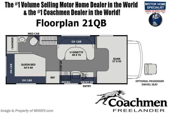 2020 Coachmen Freelander  21QBF RV for Sale W/ Ext TV, OH Loft &amp; Stabilizers Floorplan
