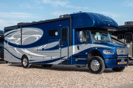 
/sold 8/6/20 MSRP $300,228. The All New 2020 Dynamax Force 34KD HD Super C is approximately 36 feet 8 inch in length with 2 slides, bunk beds, a Cummins ISL 8.9 liter (350HP &amp; 1,000 ft.-lbs. of torque) engine coupled with the incredible Allison 3200 TRV transmission. This RV boasts the optional Chrome Appearance Package which includes chrome C9 grill, Hadley air horns, rear rock guard, and baggage door handles. Additional optional features include solar panels, tire pressure monitoring system, rear rock guard, washer/dryer, driver and passenger swivel seats, Winegard Trav&#39;ler stationary triple LNB satellite dish IPO in-motion, JBL premium cab sound system, Mobil Eye collision avoidance system, and in-dash Garmin RV navigation system. The 2020 Dynamax Force also features an incredible list of standard equipment including a 7&quot; Kenwood dash infotainment center, Truma Aqua-Go comfort water heater, inverter, 8 KW Onan generator, king size bed, cab over loft, bedroom TV, heated tanks, raised panel cabinet doors with hidden hinges, solid surface kitchen countertop, full extension ball bearing drawer guides, fantastic fans, backsplash, LED flush mounted lighting, 7 foot ceilings, keyless entry touchpad lock, automatic leveling system, residential refrigerator with icemaker, 3 burner cooktop, convection microwave, (2) 15,000 BTU roof air conditioners, shower skylight, water filter system, exterior shower and much more.  For more complete details on this unit and our entire inventory including brochures, window sticker, videos, photos, reviews &amp; testimonials as well as additional information about Motor Home Specialist and our manufacturers please visit us at MHSRV.com or call 800-335-6054. At Motor Home Specialist, we DO NOT charge any prep or orientation fees like you will find at other dealerships. All sale prices include a 200-point inspection, interior &amp; exterior wash, detail service and a fully automated high-pressure rain booth test and coach wash that is a standout service unlike that of any other in the industry. You will also receive a thorough coach orientation with an MHSRV technician, an RV Starter&#39;s kit, a night stay in our delivery park featuring landscaped and covered pads with full hook-ups and much more! Read Thousands upon Thousands of 5-Star Reviews at MHSRV.com and See What They Had to Say About Their Experience at Motor Home Specialist. WHY PAY MORE?... WHY SETTLE FOR LESS?