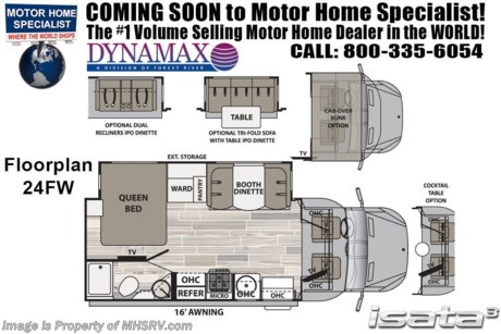 6-3-19 &lt;a href=&quot;http://www.mhsrv.com/other-rvs-for-sale/dynamax-rv/&quot;&gt;&lt;img src=&quot;http://www.mhsrv.com/images/sold-dynamax.jpg&quot; width=&quot;383&quot; height=&quot;141&quot; border=&quot;0&quot;&gt;&lt;/a&gt;   MSRP $152,610. The 2020 DynaMax Isata 3 Series model 24FW is approximately 24 feet 7 inches in length and is backed by Dynamax’s industry-leading Two-Year limited Warranty. A few popular features include power stabilizing system, 7&quot; Kenwood dash infotainment center, leatherette driver and passenger seats, GPS navigation, color 3 camera monitoring system, R-8 insulated sidewalls &amp; floor, tinted frameless windows, full extension drawer guides, privacy shades, solid surface countertops &amp; backsplash, inverter and tank-less on-demand water heater. Optional features includes the beautiful full body paint, solar panels, aluminum wheels, automatic 4-point hydraulic leveling jacks IPO rear stabilizers, tire pressure monitoring system, dual reclining theater seats IPO dinette, cocktail table between cab seats, cab seat booster cushions, Remis cab window shade system IPO solar shades, Winegard T4 In-Motion satellite, 3.2KW Onan diesel generator IPO 3.6KW LP, Mobileye Collison Avoidance System and an In-Dash Garmin RV navigation system. The Isata 3 is powered by the Mercedes-Benz Sprinter chassis, 3.0L V6 diesel engine featuring a 5,000 lb. hitch. For 2 year limited warranty details contact Dynamax or a MHSRV representative. For more complete details on this unit and our entire inventory including brochures, window sticker, videos, photos, reviews &amp; testimonials as well as additional information about Motor Home Specialist and our manufacturers please visit us at MHSRV.com or call 800-335-6054. At Motor Home Specialist, we DO NOT charge any prep or orientation fees like you will find at other dealerships. All sale prices include a 200-point inspection, interior &amp; exterior wash, detail service and a fully automated high-pressure rain booth test and coach wash that is a standout service unlike that of any other in the industry. You will also receive a thorough coach orientation with an MHSRV technician, an RV Starter&#39;s kit, a night stay in our delivery park featuring landscaped and covered pads with full hook-ups and much more! Read Thousands upon Thousands of 5-Star Reviews at MHSRV.com and See What They Had to Say About Their Experience at Motor Home Specialist. WHY PAY MORE?... WHY SETTLE FOR LESS?