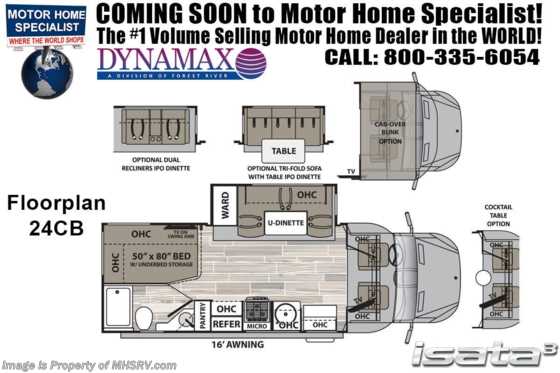 2020 Dynamax Corp Isata 3 Series 24CB Sprinter Diesel W/ Cab-Over, Dsl Gen, Sat Floorplan