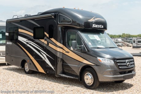 11/14/19 &lt;a href=&quot;http://www.mhsrv.com/thor-motor-coach/&quot;&gt;&lt;img src=&quot;http://www.mhsrv.com/images/sold-thor.jpg&quot; width=&quot;383&quot; height=&quot;141&quot; border=&quot;0&quot;&gt;&lt;/a&gt;   MSRP $154,766. New 2020 Thor Motor Coach Four Winds Siesta Sprinter Diesel model 24ST is approximately 25 feet 10 inches in length with a Mercedes Benz Sprinter chassis, Mercedes V-6 diesel engine, 10.25” multimedia dash radio with bluetooth, navigation, Sirius XM, rearview mirror with back up system, active braking assist, attention assist, active lane keeping assist, wet wiper system and distance regulator distronic plus. This amazing sprinter diesel features the Pinnacle Package which includes the full body paint package with get coated sidewalls, invisible front paint protection, heated power adjustable pilot, fog lamp with cornering light function, Winegard Connect WiFi Extender, solar charging system and upgraded front cockpit window shades. Additional options include leatherette theater seats, attic fan, upgraded A/C with heat pump, 3.2KW diesel generator, second auxiliary battery and electric stabilizing system. The new Siesta also features a leather steering wheel with audio buttons, armless awning with light bar, Firefly Integrations Multiplex wiring control system, lighted battery disconnect switch, kitchen countertop extension, power windows &amp; locks, keyless entry, power vent, 3-point seat belts, driver &amp; passenger airbags, heated remote side mirrors, fiberglass running boards, hitch, roof ladder, outside shower, electric step &amp; much more. For more complete details on this unit and our entire inventory including brochures, window sticker, videos, photos, reviews &amp; testimonials as well as additional information about Motor Home Specialist and our manufacturers please visit us at MHSRV.com or call 800-335-6054. At Motor Home Specialist, we DO NOT charge any prep or orientation fees like you will find at other dealerships. All sale prices include a 200-point inspection, interior &amp; exterior wash, detail service and a fully automated high-pressure rain booth test and coach wash that is a standout service unlike that of any other in the industry. You will also receive a thorough coach orientation with an MHSRV technician, an RV Starter&#39;s kit, a night stay in our delivery park featuring landscaped and covered pads with full hook-ups and much more! Read Thousands upon Thousands of 5-Star Reviews at MHSRV.com and See What They Had to Say About Their Experience at Motor Home Specialist. WHY PAY MORE?... WHY SETTLE FOR LESS?