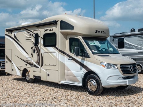 11/15/19 &lt;a href=&quot;http://www.mhsrv.com/thor-motor-coach/&quot;&gt;&lt;img src=&quot;http://www.mhsrv.com/images/sold-thor.jpg&quot; width=&quot;383&quot; height=&quot;141&quot; border=&quot;0&quot;&gt;&lt;/a&gt;   MSRP $141,565. New 2020 Thor Motor Coach Four Winds Siesta Sprinter Diesel model 24SK is approximately 25 feet 10 inches in length with a Mercedes Benz Sprinter chassis, Mercedes V-6 diesel engine, 10.25” multimedia dash radio with bluetooth, navigation, Sirius XM, rearview mirror with back up system, active braking assist, attention assist, active lane keeping assist, wet wiper system and distance regulator distronic plus. Optional equipment includes an attic fan in bedroom, upgraded A/C with heat pump, electric stabilizing system, second auxiliary battery and holding tanks with heat pads. The new Four Winds Siesta also features a leather steering wheel with audio buttons, armless awning with light bar, Firefly Integrations Multiplex wiring control system, lighted battery disconnect switch, kitchen countertop extension, power windows &amp; locks, keyless entry, power vent, back up camera, 3-point seat belts, driver &amp; passenger airbags, heated remote side mirrors, fiberglass running boards, hitch, roof ladder, outside shower, electric step &amp; much more. For more complete details on this unit and our entire inventory including brochures, window sticker, videos, photos, reviews &amp; testimonials as well as additional information about Motor Home Specialist and our manufacturers please visit us at MHSRV.com or call 800-335-6054. At Motor Home Specialist, we DO NOT charge any prep or orientation fees like you will find at other dealerships. All sale prices include a 200-point inspection, interior &amp; exterior wash, detail service and a fully automated high-pressure rain booth test and coach wash that is a standout service unlike that of any other in the industry. You will also receive a thorough coach orientation with an MHSRV technician, an RV Starter&#39;s kit, a night stay in our delivery park featuring landscaped and covered pads with full hook-ups and much more! Read Thousands upon Thousands of 5-Star Reviews at MHSRV.com and See What They Had to Say About Their Experience at Motor Home Specialist. WHY PAY MORE?... WHY SETTLE FOR LESS?