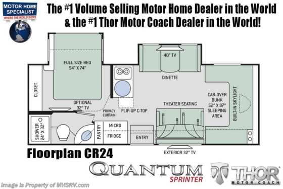 2020 Thor Motor Coach Quantum Sprinter CR24 Sprinter Diesel W/Theater Seats &amp; Dsl Gen Floorplan
