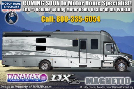&lt;a href=&quot;http://www.mhsrv.com/other-rvs-for-sale/dynamax-rv/&quot;&gt;&lt;img src=&quot;http://www.mhsrv.com/images/sold-dynamax.jpg&quot; width=&quot;383&quot; height=&quot;141&quot; border=&quot;0&quot;&gt;&lt;/a&gt; MSRP $326,091. 2020 DynaMax DX3 model 34KD with 2 slides. Perhaps the most luxurious yet affordable Super C motor home on the market! Features include the exclusive D-Max design which maximizes structural integrity &amp; stability, Bilstein oversized shock absorbers, diesel Aqua Hot system, Kenwood dash infotainment system, brake controller, newly designed aerodynamic fiberglass front &amp; rear caps, vacuum-Laminated 2&quot; insulated floor, brake controller, one-piece fiberglass roof, Roto-Formed ribbed storage compartments, side-hinged aluminum compartment doors with paddle latches, integrated Carefree Mirage roof-mounted awnings with LED lighting, heavy duty electric triple series 25 entry step, clear vision frameless windows, Sani-Con emptying system with macerating pump, decorative crown molding, MCD day/night shades, solid surface countertops, dual A/Cs with heat pumps, 8KW Onan diesel generator, 3,000 watt inverter with low voltage automatic start and 2 upgraded 4D AGM house batteries. This Model is powered by the 8.9L Cummins 350HP diesel engine with 1,000 lbs. of torque &amp; massive 33,000 lb. Freightliner M-2 chassis with 20,000 lb. hitch and 4 point fully automatic hydraulic leveling jacks. Options include the beautiful full body exterior 4-Color package, dual reclining theater seats, solar panels, rear rock guard, washer/dryer, the all electric package, Winegard Trav&#39;ler stationary triple LNB satellite dish IPO in-motion and the Mobileye collision avoidance system. The DX3 also features an exterior entertainment center, Jacobs C-Brake with low/off/high dash switch, Allison transmission, air brakes with 4 wheel ABS, twin aluminum fuel tanks, electric power windows, remote keyless pad at entry door, Blue-Ray home theater system, In-Motion satellite, flush mounted LED ceiling lights, convection microwave, residential refrigerator, touch screen premium AM/FM/CD/DVD radio, GPS with color monitor, color back-up camera and two color side view cameras.  For more complete details on this unit and our entire inventory including brochures, window sticker, videos, photos, reviews &amp; testimonials as well as additional information about Motor Home Specialist and our manufacturers please visit us at MHSRV.com or call 800-335-6054. At Motor Home Specialist, we DO NOT charge any prep or orientation fees like you will find at other dealerships. All sale prices include a 200-point inspection, interior &amp; exterior wash, detail service and a fully automated high-pressure rain booth test and coach wash that is a standout service unlike that of any other in the industry. You will also receive a thorough coach orientation with an MHSRV technician, an RV Starter&#39;s kit, a night stay in our delivery park featuring landscaped and covered pads with full hook-ups and much more! Read Thousands upon Thousands of 5-Star Reviews at MHSRV.com and See What They Had to Say About Their Experience at Motor Home Specialist. WHY PAY MORE?... WHY SETTLE FOR LESS?