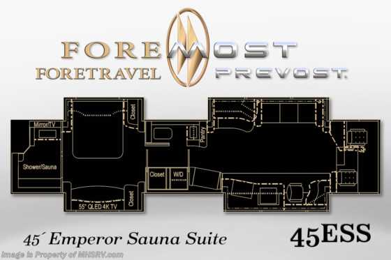 2020 Foretravel Prevost H3-45™ Emperor Sauna Suite (45ESS) Floorplan