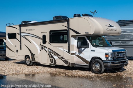 7/24/20 &lt;a href=&quot;http://www.mhsrv.com/thor-motor-coach/&quot;&gt;&lt;img src=&quot;http://www.mhsrv.com/images/sold-thor.jpg&quot; width=&quot;383&quot; height=&quot;141&quot; border=&quot;0&quot;&gt;&lt;/a&gt;  MSRP $125,997. The new 2020 Thor Motor Coach Chateau Class C RV 31W is approximately 32 feet 2 inches in length with a Ford chassis, V10 Ford engine &amp; an 8,000-lb. trailer hitch. New features for the 2020 Chateau include a Winegard ConnecT 2.0 WiFi/4G/TV antenna, HDMI video distribution box, new wall and accent paneling, dinette seat belts, stainless steel wheel liners and much more. This beautiful RV features the Premier Package which includes a 2 burner gas cooktop with single induction cooktop, 30&quot; over-the-range convection microwave, solid surface kitchen counter top, shower with glass door, premium window privacy roller shades, whole house water filter system, enclosed sewer area for sewer tank valves and a tankless water heater. Additional options include an exterior entertainment center, leatherette theater seats, single child safety tether, attic fan, cabover child safety net, 2 A/Cs with energy management system, power driver&#39;s seat, leatherette driver &amp; passenger chairs, cockpit carpet mat and dash applique. The Chateau RV has an incredible list of standard features including power windows and locks, power patio awning with integrated LED lighting, roof ladder, in-dash media center AM/FM &amp; Bluetooth, power vent in bath, skylight above shower, Onan generator, cab A/C and an auxiliary battery (2 aux. batteries on 31 W model). For more complete details on this unit and our entire inventory including brochures, window sticker, videos, photos, reviews &amp; testimonials as well as additional information about Motor Home Specialist and our manufacturers please visit us at MHSRV.com or call 800-335-6054. At Motor Home Specialist, we DO NOT charge any prep or orientation fees like you will find at other dealerships. All sale prices include a 200-point inspection, interior &amp; exterior wash, detail service and a fully automated high-pressure rain booth test and coach wash that is a standout service unlike that of any other in the industry. You will also receive a thorough coach orientation with an MHSRV technician, an RV Starter&#39;s kit, a night stay in our delivery park featuring landscaped and covered pads with full hook-ups and much more! Read Thousands upon Thousands of 5-Star Reviews at MHSRV.com and See What They Had to Say About Their Experience at Motor Home Specialist. WHY PAY MORE?... WHY SETTLE FOR LESS?
