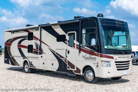 11/14/19 &lt;a href=&quot;http://www.mhsrv.com/coachmen-rv/&quot;&gt;&lt;img src=&quot;http://www.mhsrv.com/images/sold-coachmen.jpg&quot; width=&quot;383&quot; height=&quot;141&quot; border=&quot;0&quot;&gt;&lt;/a&gt;   Used Coachmen RV for Sale- 2018 Coachmen Mirada 35BH Bath &amp; &#189; Bunk Model with 2 slides and 9,531 miles. This RV is approximately 36 feet 10 inches in length and features a 6.8L Ford V10 engine, Ford chassis, hydraulic leveling system, 3 camera monitoring system, 2 A/Cs, heat pump, 5.5KW Onan gas generator with AGS, power visor, electric &amp; gas water heater, power patio awning, pass-thru storage with side swing baggage doors, LED running lights, black tank rinsing system, water filtration system, exterior shower, exterior entertainment center, fiberglass roof with ladder, inverter, booth converts to sleeper, dual pane windows, night shades, solid surface kitchen counter with sink covers, microwave, 3 burner range with oven, residential refrigerator, glass shower door, power drop-down loft, 2 bunk monitors, 4 flat panel TVs and much more. For additional information and photos please visit Motor Home Specialist at www.MHSRV.com or call 800-335-6054.