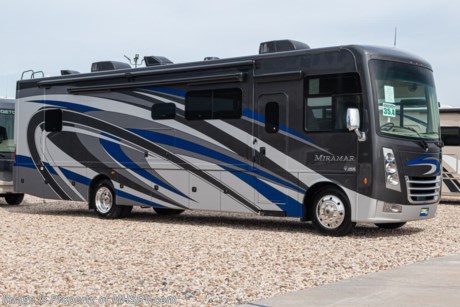 10/14/20 &lt;a href=&quot;http://www.mhsrv.com/thor-motor-coach/&quot;&gt;&lt;img src=&quot;http://www.mhsrv.com/images/sold-thor.jpg&quot; width=&quot;383&quot; height=&quot;141&quot; border=&quot;0&quot;&gt;&lt;/a&gt;  MSRP $203,612. The New 2020 Thor Motor Coach Miramar 35.4 Bath &amp; 1/2 class A gas motor home measures approximately 37 feet in length featuring 3 slides, king size Tilt-A-View bed, Ford Triton V-10 engine, Ford 22 Series chassis, high polished aluminum wheels and automatic leveling system with touch pad controls. New features for the 2020 Miramar include d&#233;cor updates, new dash design with the “floating radio” look, multiple USB charging stations throughout, combination induction &amp; gas cook top, backlit Firefly entry switch plate, Winegard ConnecT WiFi Extender +4G and much more. Options include the beautiful full-body paint exterior, fireplace with remote, leatherette triple theater seats with footrests, and frameless dual pane windows. The Thor Motor Coach Miramar also features one of the most impressive lists of standard equipment in the RV industry including a power patio awning with LED lights, Firefly Multiplex Wiring Control System, 84” interior heights, raised panel cabinet doors, convection microwave, frameless windows, slide-out room awning toppers, heated/remote exterior mirrors with integrated side view cameras, side hinged baggage doors, heated and enclosed holding tanks, residential refrigerator, Onan generator, water heater, pass-thru storage, roof ladder, one-piece windshield, bedroom TV, 50 amp service, emergency start switch, electric entrance steps, power privacy shade, soft touch vinyl ceilings, glass door shower and much more. For more complete details on this unit and our entire inventory including brochures, window sticker, videos, photos, reviews &amp; testimonials as well as additional information about Motor Home Specialist and our manufacturers please visit us at MHSRV.com or call 800-335-6054. At Motor Home Specialist, we DO NOT charge any prep or orientation fees like you will find at other dealerships. All sale prices include a 200-point inspection, interior &amp; exterior wash, detail service and a fully automated high-pressure rain booth test and coach wash that is a standout service unlike that of any other in the industry. You will also receive a thorough coach orientation with an MHSRV technician, an RV Starter&#39;s kit, a night stay in our delivery park featuring landscaped and covered pads with full hook-ups and much more! Read Thousands upon Thousands of 5-Star Reviews at MHSRV.com and See What They Had to Say About Their Experience at Motor Home Specialist. WHY PAY MORE?... WHY SETTLE FOR LESS?