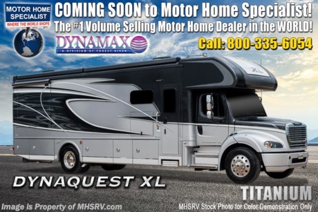 10/15/20 &lt;a href=&quot;http://www.mhsrv.com/other-rvs-for-sale/dynamax-rv/&quot;&gt;&lt;img src=&quot;http://www.mhsrv.com/images/sold-dynamax.jpg&quot; width=&quot;383&quot; height=&quot;141&quot; border=&quot;0&quot;&gt;&lt;/a&gt;  MSRP $389,502. New 2021 Dynamax Dynaquest XL 3801TS. This diesel motorhome is approximately 39 feet 2 inches in length and features 3 slides, king bed, Freightliner M2-112 chassis and Cummins 8.9L engine with 450HP and 1,250 lb.-ft. of torque. The Dynaquest XL is the perfect combination of brute force and refined living space in a Super C package! Options include a cab over bed, solar panels, washer/dryer, Winegard Trav&#39;ler stationary triple LNB satellite IPO in-motion, and dual reclining theater seats IPO sofa. This luxurious RV boasts an impressive list of standard features that include a 20K lb. hitch, LED headlights, In-Dash Garmin RV navigation, Mobileye Collision Avoidance system, JBL Premium cab sound system, tire pressure monitoring system, dual-stage C brake, powder and liquid coated steel frame chassis, full coverage heavy duty undercoating, chrome power mirrors with heat, front and rear fiberglass cap, four point fully automatic hydraulic leveling system, keyless pad at entry door, roof-mounted integrated armless patio awning with LED lighting, ultra leather furniture, coordinating fabric window treatments and lambrequins with hardwood and crown, day/night roller shades, quartz counter tops, Blu-Ray home theater system in living area, Corian shower with glass door, LED flush-mount ceiling lights, 50 amp power cord reel, 3,000W inverter, 8KW Onan generator with AGS and auto transfer switch, diesel Aqua Hot, multiplex wiring, macerator system, whole coach water purification system and much more. For more complete details on this unit and our entire inventory including brochures, window sticker, videos, photos, reviews &amp; testimonials as well as additional information about Motor Home Specialist and our manufacturers please visit us at MHSRV.com or call 800-335-6054. At Motor Home Specialist, we DO NOT charge any prep or orientation fees like you will find at other dealerships. All sale prices include a 200-point inspection, interior &amp; exterior wash, detail service and a fully automated high-pressure rain booth test and coach wash that is a standout service unlike that of any other in the industry. You will also receive a thorough coach orientation with an MHSRV technician, an RV Starter&#39;s kit, a night stay in our delivery park featuring landscaped and covered pads with full hook-ups and much more! Read Thousands upon Thousands of 5-Star Reviews at MHSRV.com and See What They Had to Say About Their Experience at Motor Home Specialist. WHY PAY MORE?... WHY SETTLE FOR LESS?