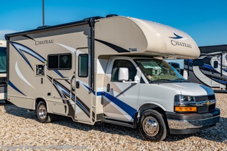 /sold 8/6/20 MSRP $94,428. The new 2020 Thor Motor Coach Chateau Class C RV 22B is approximately 24 feet in length with a slide, Chevrolet chassis, Chevrolet engine &amp; an 8,000-lb. trailer hitch. New features for the 2020 Chateau include a Winegard ConnecT 2.0 WiFi/4G/TV antenna, HDMI video distribution box, new wall and accent paneling, dinette seat belts, stainless steel wheel liners and much more. This beautiful RV features the optional HD-Max exterior, exterior entertainment center, single child safety tether, upgraded A/C, exterior shower, and holding tanks with heat pads. The Chateau RV has an incredible list of standard features including power windows and locks, power patio awning with integrated LED lighting, roof ladder, in-dash media center AM/FM &amp; Bluetooth, power vent in bath, skylight above shower, Onan generator, cab A/C and an auxiliary battery (2 aux. batteries on 31 W model). For more complete details on this unit and our entire inventory including brochures, window sticker, videos, photos, reviews &amp; testimonials as well as additional information about Motor Home Specialist and our manufacturers please visit us at MHSRV.com or call 800-335-6054. At Motor Home Specialist, we DO NOT charge any prep or orientation fees like you will find at other dealerships. All sale prices include a 200-point inspection, interior &amp; exterior wash, detail service and a fully automated high-pressure rain booth test and coach wash that is a standout service unlike that of any other in the industry. You will also receive a thorough coach orientation with an MHSRV technician, an RV Starter&#39;s kit, a night stay in our delivery park featuring landscaped and covered pads with full hook-ups and much more! Read Thousands upon Thousands of 5-Star Reviews at MHSRV.com and See What They Had to Say About Their Experience at Motor Home Specialist. WHY PAY MORE?... WHY SETTLE FOR LESS?