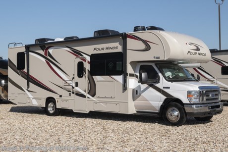 /SOLD 8/9/20 MSRP $127,413. The new 2020 Thor Motor Coach Four Winds Class C RV 31B is approximately 32 feet 2 inches in length with 2 slide-outs, a walk-in closet, Ford chassis, V10 Ford engine &amp; an 8,000-lb. trailer hitch. New features for the 2020 Four Winds include a Winegard ConnecT 2.0 WiFi/4G/TV antenna, HDMI video distribution box, new wall and accent paneling, dinette seat belts, stainless steel wheel liners and much more. This beautiful RV features the Premier Package which includes a 2 burner gas cooktop with single induction cooktop, 30&quot; over-the-range convection microwave, solid surface kitchen counter top, shower with glass door, premium window privacy roller shades, whole house water filter system, enclosed sewer area for sewer tank valves and a tankless water heater. Additional options include the beautiful HD-Max exterior, exterior entertainment center, theater seats, 2 A/Cs with energy management system, second auxiliary battery, power driver&#39;s seat and leatherette driver &amp; passenger chairs. The Four Winds RV has an incredible list of standard features including power windows and locks, power patio awning with integrated LED lighting, roof ladder, in-dash media center AM/FM &amp; Bluetooth, power vent in bath, skylight above shower, Onan generator, cab A/C and an auxiliary battery (2 aux. batteries on 31 W model). For more complete details on this unit and our entire inventory including brochures, window sticker, videos, photos, reviews &amp; testimonials as well as additional information about Motor Home Specialist and our manufacturers please visit us at MHSRV.com or call 800-335-6054. At Motor Home Specialist, we DO NOT charge any prep or orientation fees like you will find at other dealerships. All sale prices include a 200-point inspection, interior &amp; exterior wash, detail service and a fully automated high-pressure rain booth test and coach wash that is a standout service unlike that of any other in the industry. You will also receive a thorough coach orientation with an MHSRV technician, an RV Starter&#39;s kit, a night stay in our delivery park featuring landscaped and covered pads with full hook-ups and much more! Read Thousands upon Thousands of 5-Star Reviews at MHSRV.com and See What They Had to Say About Their Experience at Motor Home Specialist. WHY PAY MORE?... WHY SETTLE FOR LESS?
