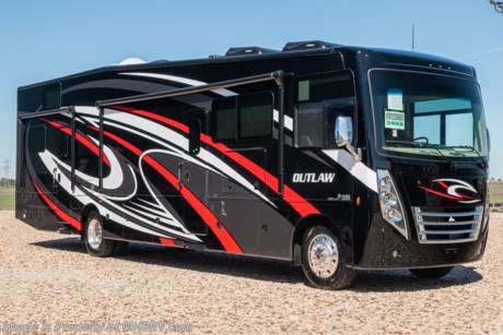12/2/20 &lt;a href=&quot;http://www.mhsrv.com/thor-motor-coach/&quot;&gt;&lt;img src=&quot;http://www.mhsrv.com/images/sold-thor.jpg&quot; width=&quot;383&quot; height=&quot;141&quot; border=&quot;0&quot;&gt;&lt;/a&gt;  MSRP $227,776.  New 2021 Thor Motor Coach Outlaw Toy Hauler model 38KB is approximately 39 feet 9 inches in length with 2 slide-out rooms, Ford 26-Series chassis with Triton V-10 engine, high polished aluminum wheels, residential refrigerator, electric rear patio awning, bug screen curtain in the garage, roller shades on the driver &amp; passenger windows, as well as drop down ramp door with spring assist &amp; railing for patio use. Options include the beautiful full body exterior, leatherette jackknife sofas in garage and frameless dual pane windows. The Outlaw toy hauler RV has an incredible list of standard features including beautiful wood &amp; interior decor packages, LED TVs, (3) A/C units, power patio awing with integrated LED lighting, dual side entrance doors, 1-piece windshield, a 5500 Onan generator, 3 camera monitoring system, automatic leveling system, Soft Touch leather furniture, day/night shades and much more. For more complete details on this unit and our entire inventory including brochures, window sticker, videos, photos, reviews &amp; testimonials as well as additional information about Motor Home Specialist and our manufacturers please visit us at MHSRV.com or call 800-335-6054. At Motor Home Specialist, we DO NOT charge any prep or orientation fees like you will find at other dealerships. All sale prices include a 200-point inspection, interior &amp; exterior wash, detail service and a fully automated high-pressure rain booth test and coach wash that is a standout service unlike that of any other in the industry. You will also receive a thorough coach orientation with an MHSRV technician, an RV Starter&#39;s kit, a night stay in our delivery park featuring landscaped and covered pads with full hook-ups and much more! Read Thousands upon Thousands of 5-Star Reviews at MHSRV.com and See What They Had to Say About Their Experience at Motor Home Specialist. WHY PAY MORE?... WHY SETTLE FOR LESS?