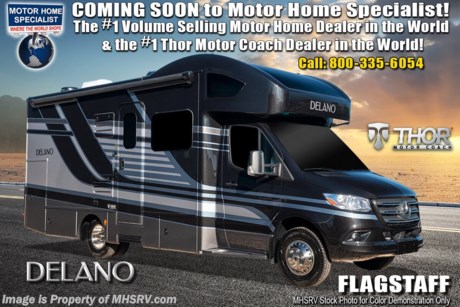 10/15/20 &lt;a href=&quot;http://www.mhsrv.com/thor-motor-coach/&quot;&gt;&lt;img src=&quot;http://www.mhsrv.com/images/sold-thor.jpg&quot; width=&quot;383&quot; height=&quot;141&quot; border=&quot;0&quot;&gt;&lt;/a&gt;  MSRP $172,232. New 2021 Thor Motor Coach Delano Mercedes Diesel Sprinter Model 24RW. This Luxury RV measures approximately 25 feet 8 inches in length and rides on the premier Mercedes Benz Sprinter chassis equipped with an Active Braking Assist system, Attention Assist, Active Lane Assist, a Wet Wiper System and Distance Regulator Distronic Plus. You will also find a tank-less water heater, an Onan generator and the ultra-high-line cabinetry from TMC that set this coach apart from the competition! Optional equipment includes the beautiful full-body paint exterior, 15.0 low profile A/C, Diesel Generator and auto leveling jacks with touch pad controls. The all new Delano Sprinter also features a 5,000 lb. hitch, fiberglass front cap with skylight, an armless power patio awning with integrated LED lighting, frameless windows, a multimedia dash radio with Bluetooth and navigation, remote exterior mirrors, back up system, swivel captain’s chairs, full extension metal ball-bearing drawer guides, Rapid Camp+, holding tanks with heat pads and much more. For more complete details on this unit and our entire inventory including brochures, window sticker, videos, photos, reviews &amp; testimonials as well as additional information about Motor Home Specialist and our manufacturers please visit us at MHSRV.com or call 800-335-6054. At Motor Home Specialist, we DO NOT charge any prep or orientation fees like you will find at other dealerships. All sale prices include a 200-point inspection, interior &amp; exterior wash, detail service and a fully automated high-pressure rain booth test and coach wash that is a standout service unlike that of any other in the industry. You will also receive a thorough coach orientation with an MHSRV technician, an RV Starter&#39;s kit, a night stay in our delivery park featuring landscaped and covered pads with full hook-ups and much more! Read Thousands upon Thousands of 5-Star Reviews at MHSRV.com and See What They Had to Say About Their Experience at Motor Home Specialist. WHY PAY MORE? WHY SETTLE FOR LESS?
