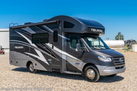 4-19-21 &lt;a href=&quot;http://www.mhsrv.com/thor-motor-coach/&quot;&gt;&lt;img src=&quot;http://www.mhsrv.com/images/sold-thor.jpg&quot; width=&quot;383&quot; height=&quot;141&quot; border=&quot;0&quot;&gt;&lt;/a&gt; MSRP $163,044. New 2021 Thor Motor Coach Tiburon Mercedes Diesel Sprinter Model 24FB. This Luxury RV measures approximately 25 feet 8 inches in length and rides on the premier Mercedes Benz Sprinter chassis equipped with an Active Braking Assist system, Attention Assist, Active Lane Assist, a Wet Wiper System and Distance Regulator Distronic Plus. You will also find a tank-less water heater, an Onan generator and the ultra-high-line cabinetry from TMC that set this coach apart from the competition! Optional equipment includes the beautiful full body paint exterior, single child safety tether, 15.0 low profile A/C. The all new Tiburon Sprinter also features a 5,000 lb. hitch, fiberglass front cap with skylight, an armless power patio awning with integrated LED lighting, frameless windows, a multimedia dash radio with Bluetooth and navigation, heated &amp; remote exterior mirrors, back up system, swivel captain’s chairs, full extension metal ball-bearing drawer guides, Rapid Camp+, holding tanks with heat pads and much more. For more complete details on this unit and our entire inventory including brochures, window sticker, videos, photos, reviews &amp; testimonials as well as additional information about Motor Home Specialist and our manufacturers please visit us at MHSRV.com or call 800-335-6054. At Motor Home Specialist, we DO NOT charge any prep or orientation fees like you will find at other dealerships. All sale prices include a 200-point inspection, interior &amp; exterior wash, detail service and a fully automated high-pressure rain booth test and coach wash that is a standout service unlike that of any other in the industry. You will also receive a thorough coach orientation with an MHSRV technician, an RV Starter&#39;s kit, a night stay in our delivery park featuring landscaped and covered pads with full hook-ups and much more! Read Thousands upon Thousands of 5-Star Reviews at MHSRV.com and See What They Had to Say About Their Experience at Motor Home Specialist. WHY PAY MORE? WHY SETTLE FOR LESS?
